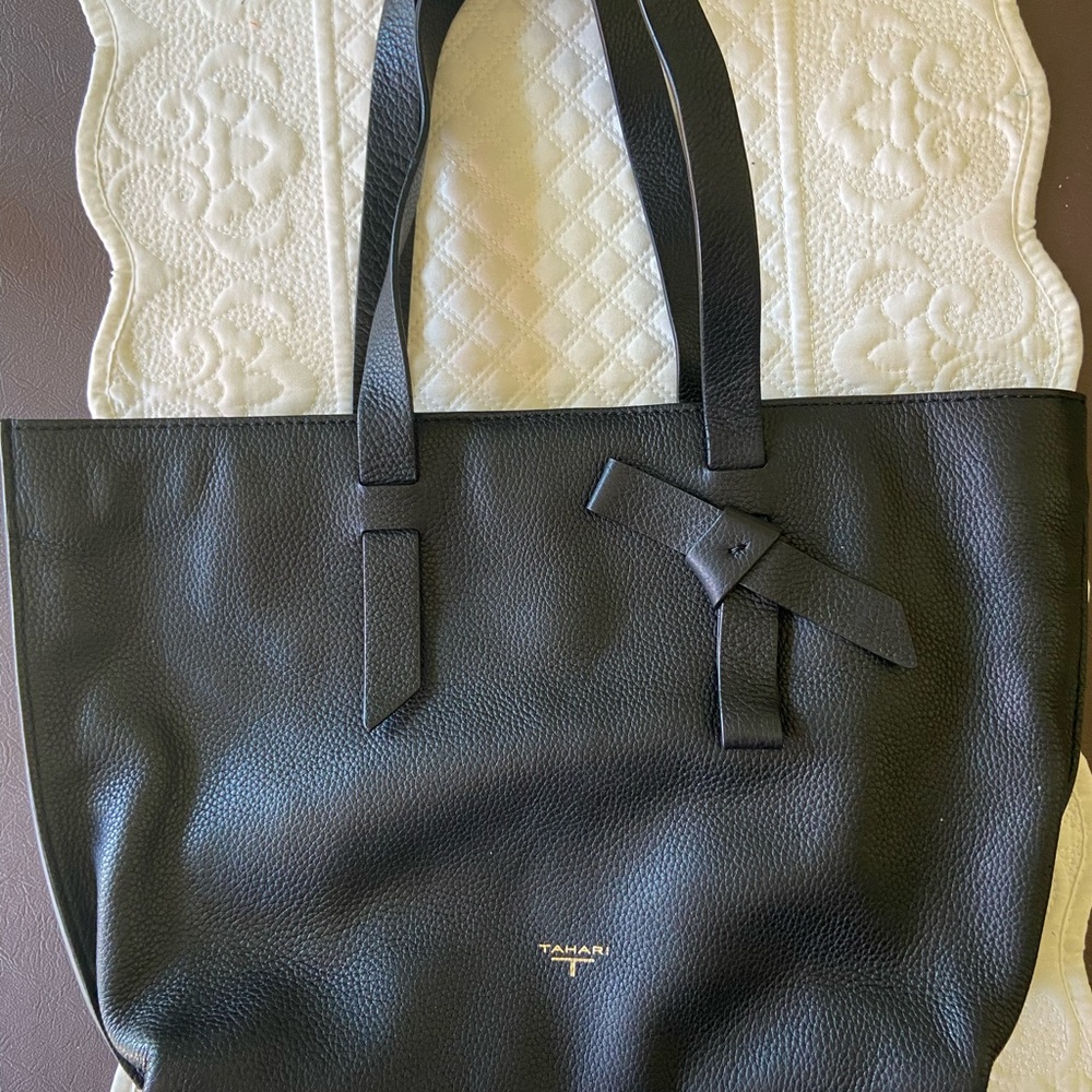 Black Leather Tote Bag